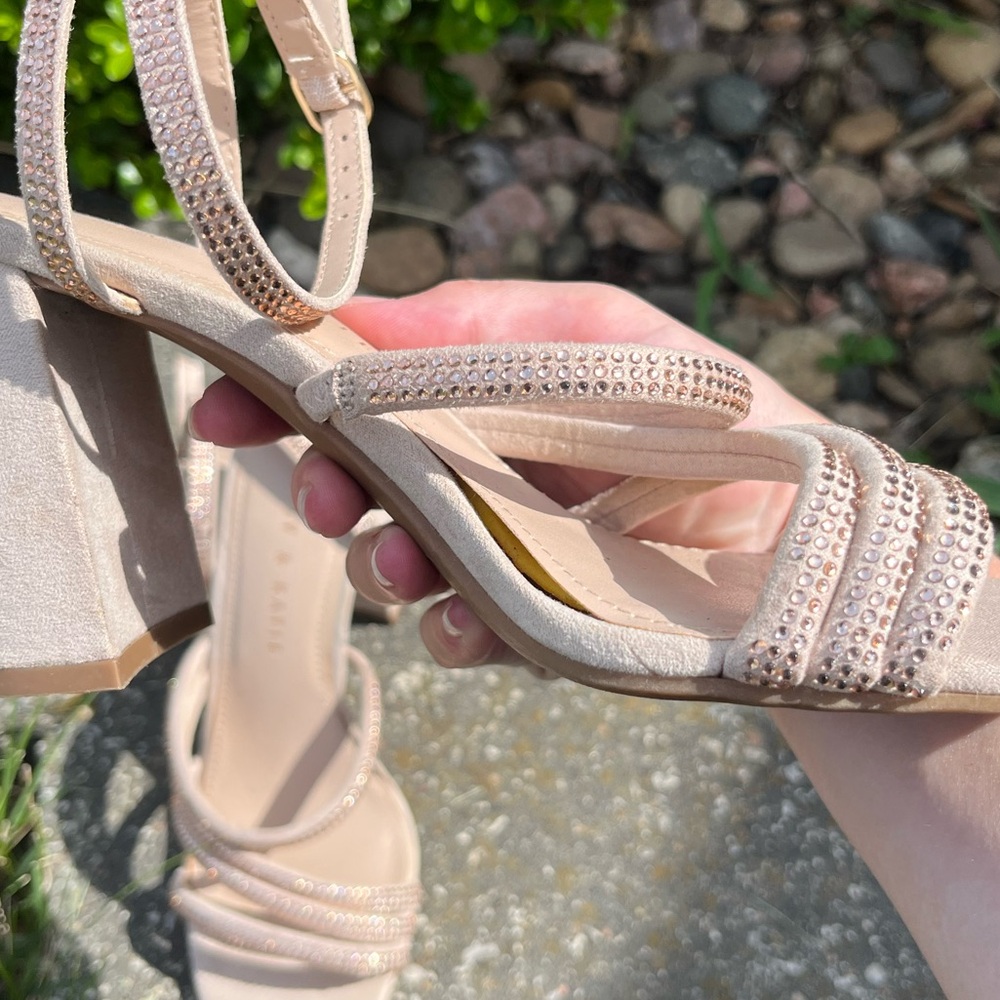 Tan Rhinestone High Heels - Picture 3 of 5